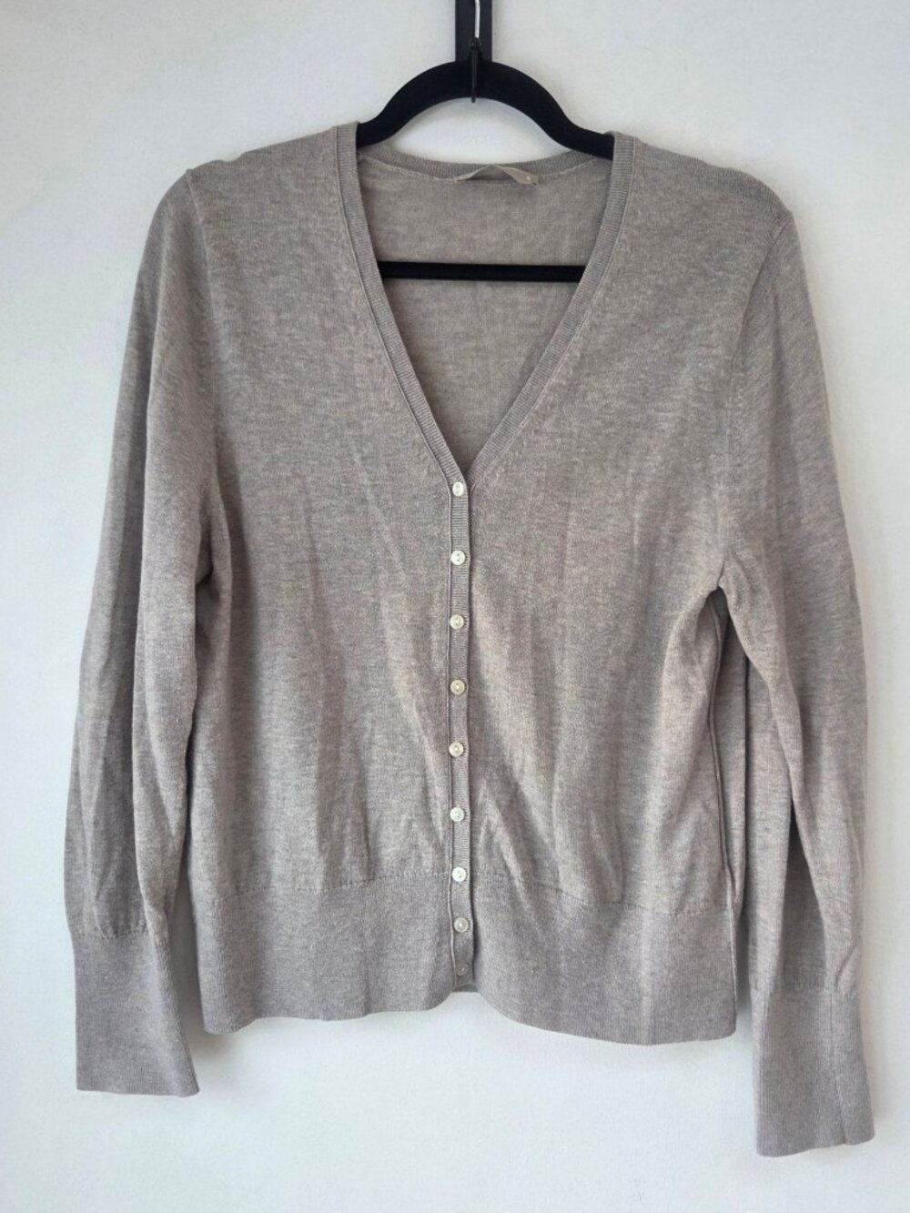Everlane Wool Blend Beige Button Front Cardigan Sweater Minimalist Women's XL
